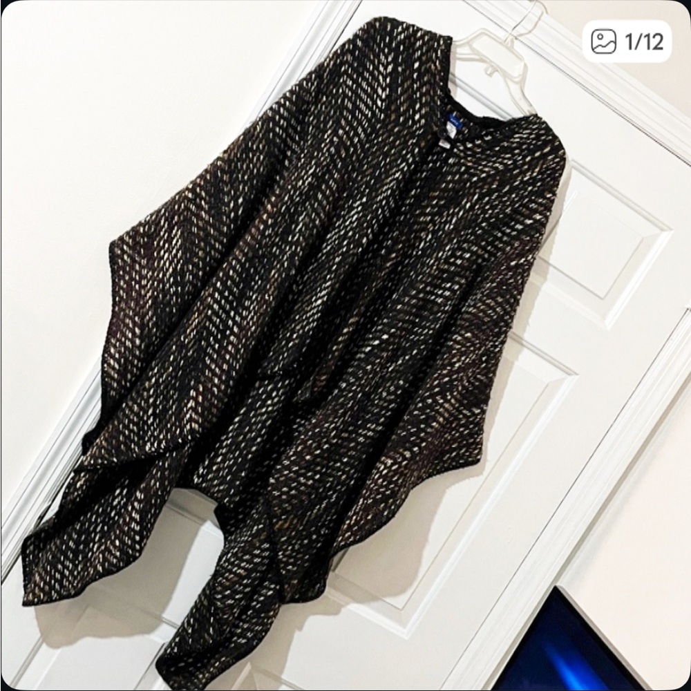 Apt. 9. Black & Brown Patterned Poncho/Cape - Picture 1 of 13